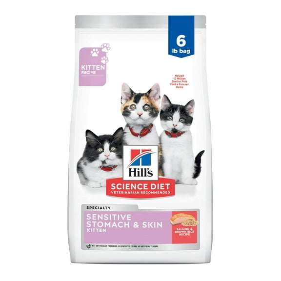 Hill's Science Diet Sensitive Stomach & Skin Salmon & Rice Dry Cat Food for Kittens, 6lb