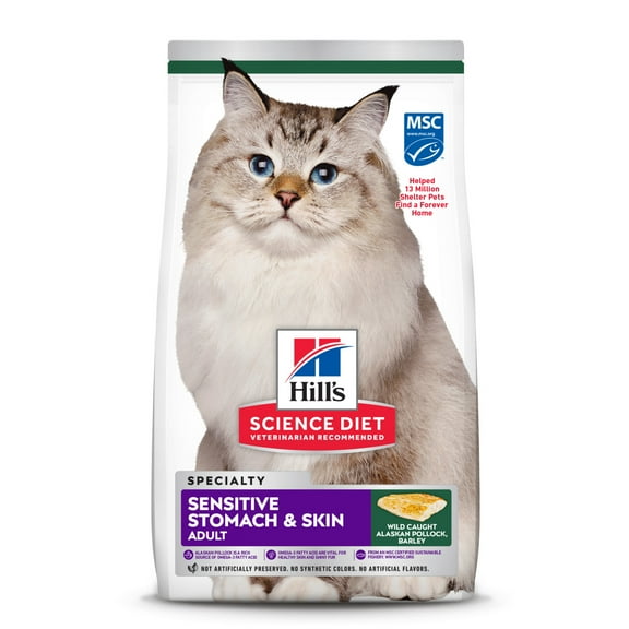 Hill's Science Diet Sensitive Stomach & Skin Pollock & Barley Dry Cat Food, 3.5lb Bag
