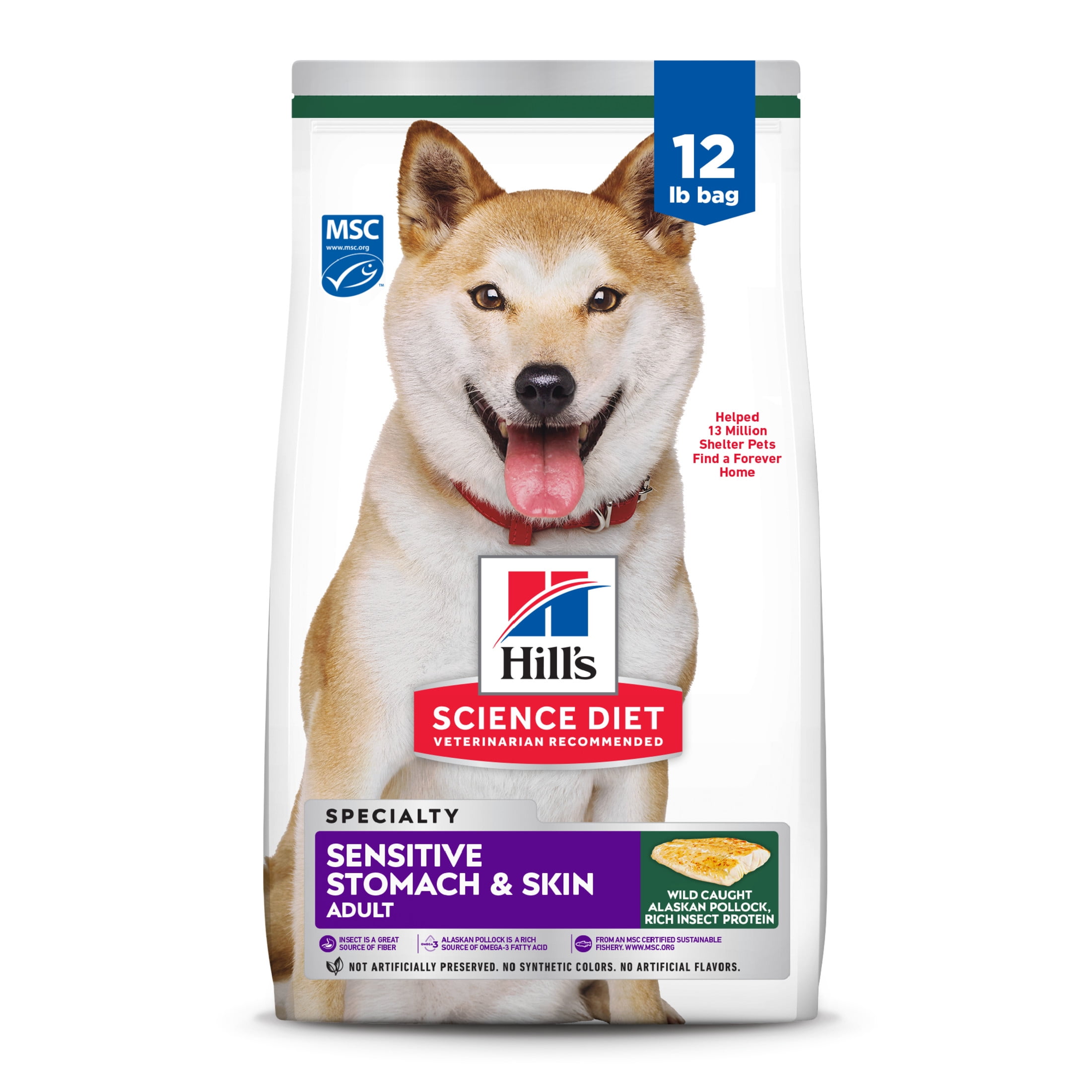 Hill's Science Diet Sensitive Stomach & Skin Pollock, Barley & Insect Dry Dog Food, 12lb Bag