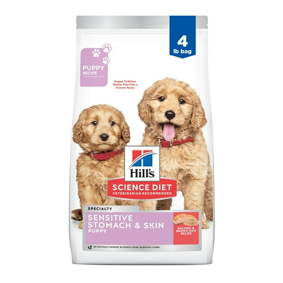 Hill's Science Diet Sensitive Stomach & Skin Salmon Dry Dog Food for Puppies, 4lb Bag
