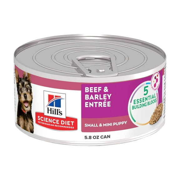 Hill's Science Diet Small & Mini Beef & Barley Wet Dog Food for Puppies, 5.8oz Can 24pk
