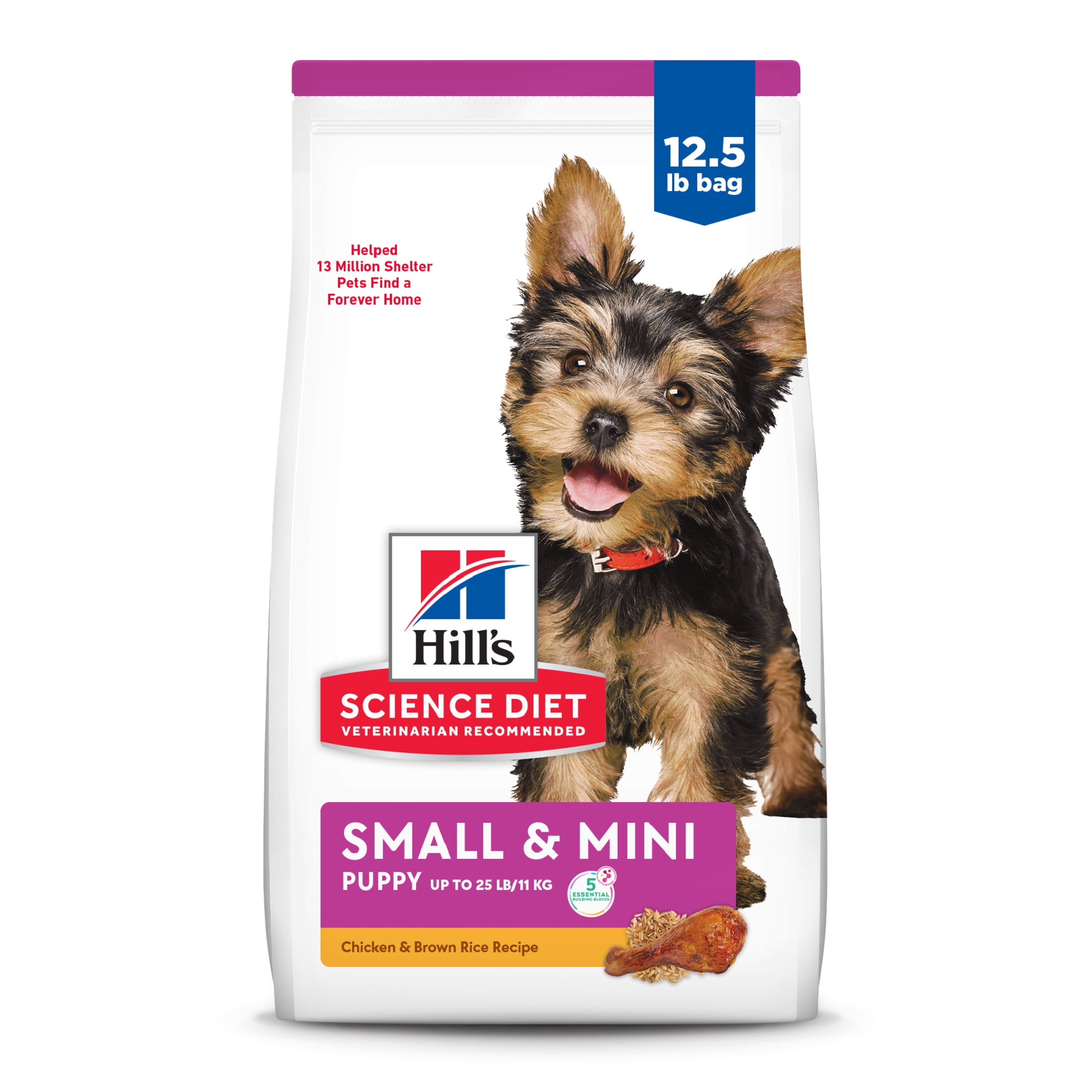 Hill's Science Diet Small & Mini Chicken & Brown Rice Dry Dog Food for Puppies, 12.5lb Bag
