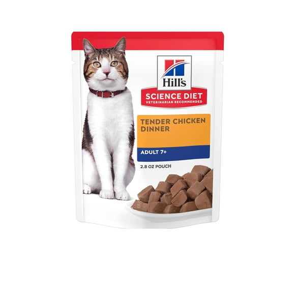 Hill's Science Diet Tender Chicken Dinner Wet Cat Food for 7+ Senior Cats, 2.8oz Pouch 24pk