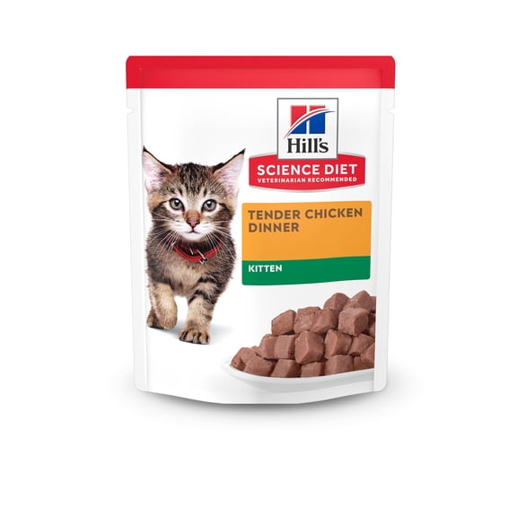 Hill's Science Diet Tender Chicken Dinner Wet Cat Food for Kittens, 2.8oz Pouch 24pk