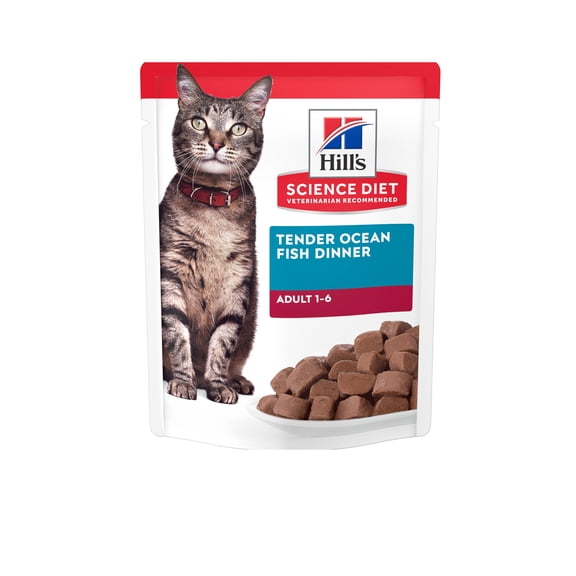 Hill's Science Diet Tender Ocean Fish Dinner Wet Cat Food, 2.8oz Pouch 24pk