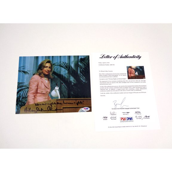 Hillary Clinton Signed Autograph Women's Rights Inscription Photo PSA/DNA COA