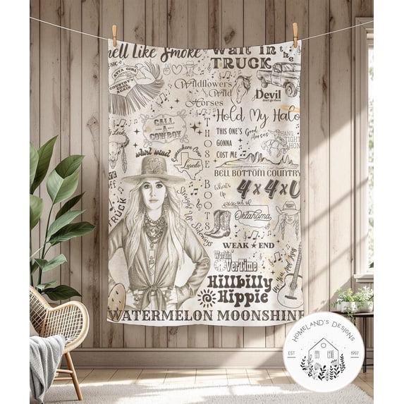 Hillbilly Hippie, Velveteen Flannel Blanket, Bell Bottom Country ...