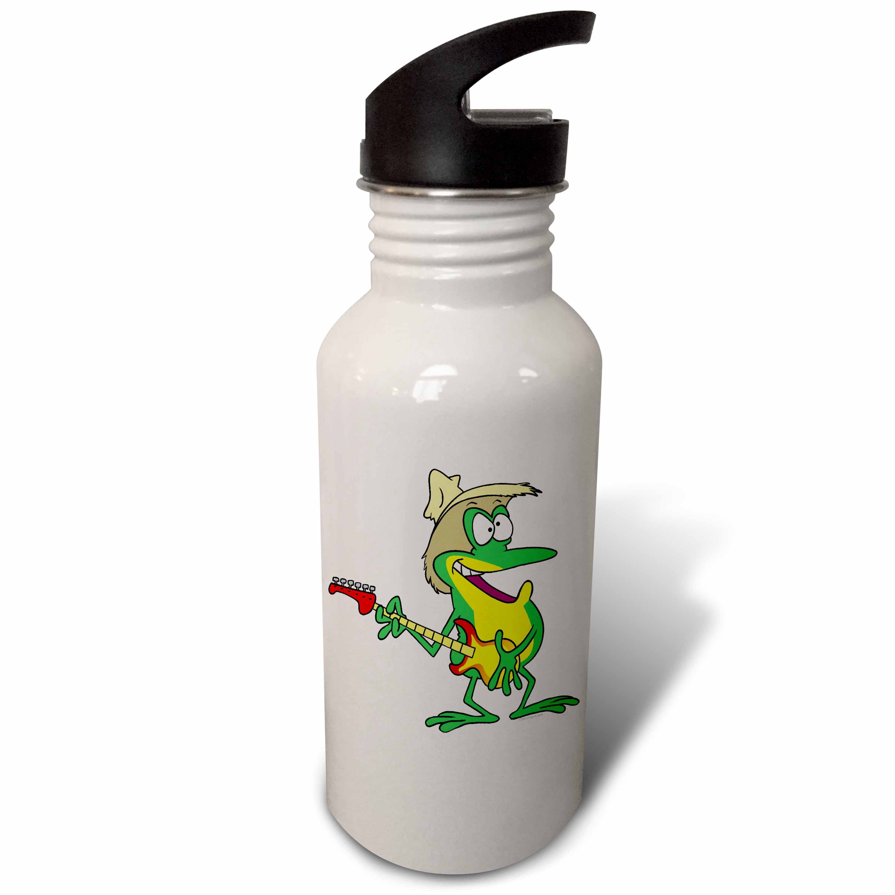 Hillbilly Rock and Roll Guitar Froggy Frog 21 oz Sports Water Bottle wb ...