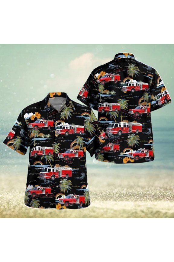Hillburn Fire Department Hillburn New York Aloha Summer Gift Back Hawaiian Shirt