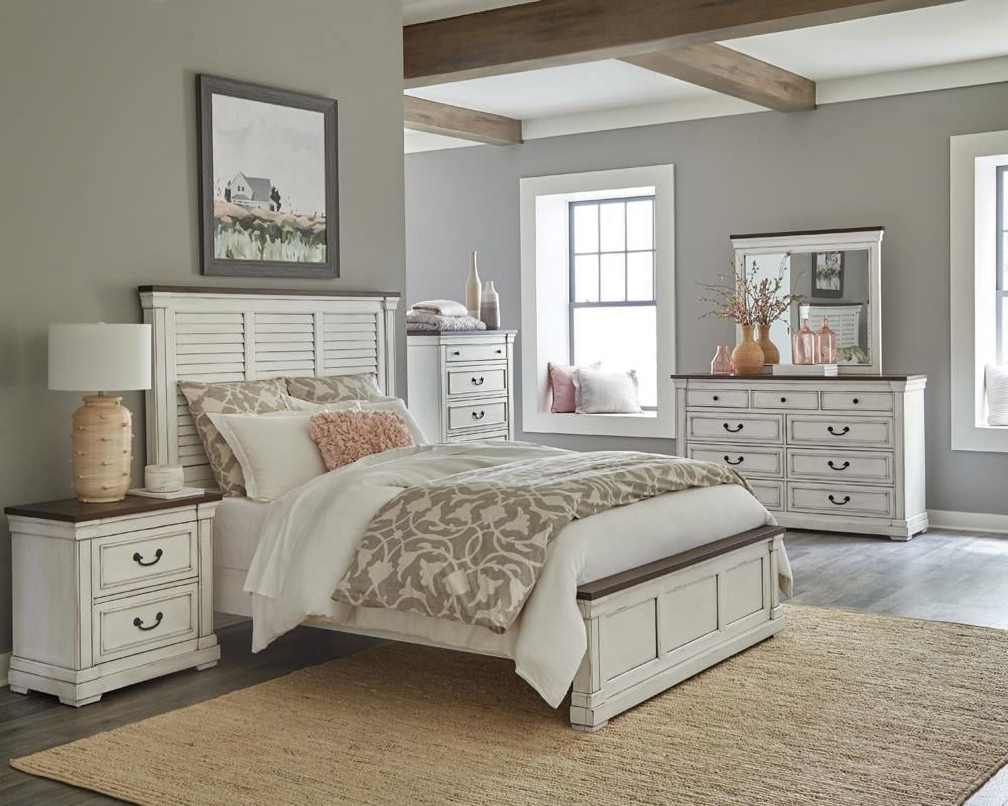 Hillcrest White and Dark Rum 5-Drawer Chest with Soft Close