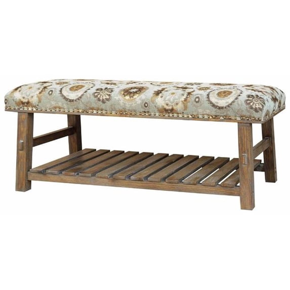 Crestview Collection CVFZR1307 24.75 x 27.5 x 38.25 in. Hillcrest Rustic Frame & Pattern Bench