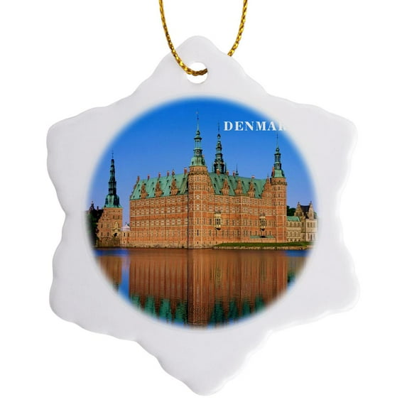 3drose, Hillerod Castle in Denmark, 3 inch Snowflake Porcelain Ornament