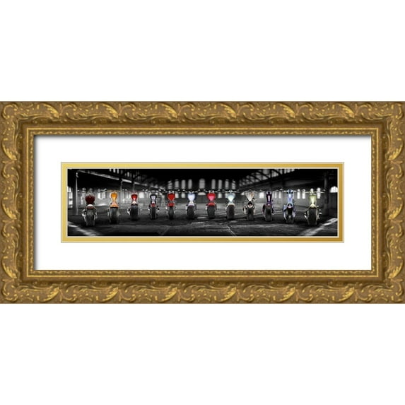 Hillert, Peter 14x7 Gold Ornate Wood Framed with Double Matting Museum Art Print Titled - Bike Parade