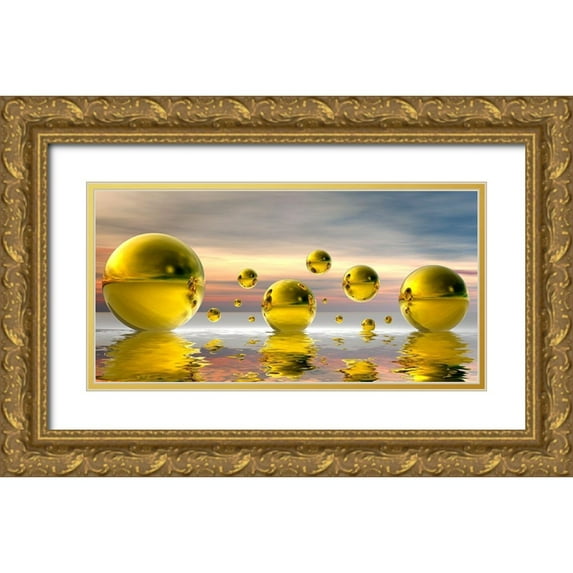 Hillert, Peter 14x9 Gold Ornate Wood Framed with Double Matting Museum Art Print Titled - Golden Bowls 14