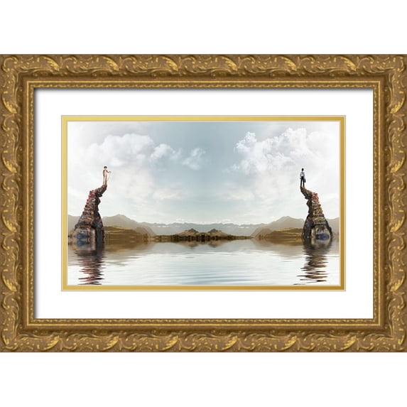 Hillert, Peter 18x12 Gold Ornate Wood Framed with Double Matting Museum Art Print Titled - Mister and Misses Gemstone