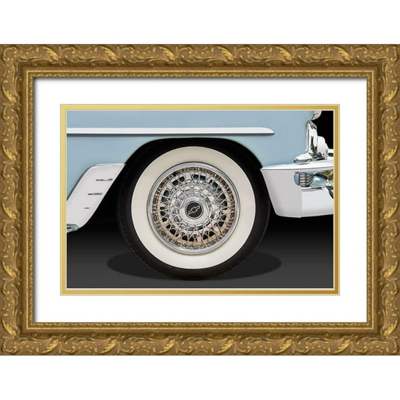 Hillert, Peter 18x13 Gold Ornate Wood Framed with Double Matting Museum Art Print Titled - Blue Car