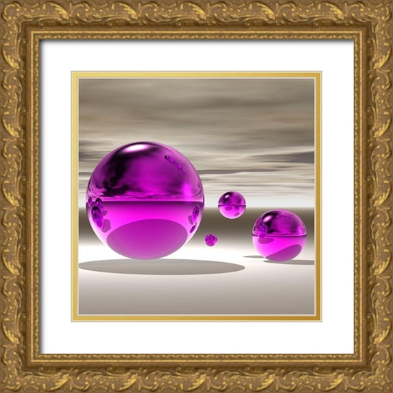 Hillert, Peter 20x20 Gold Ornate Wood Framed with Double Matting Museum Art Print Titled - Purple Bowl II