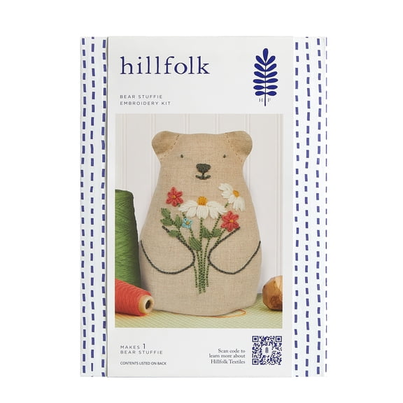 Hillfolk Brown Bear Embroidery Art & Craft Kit with Premium Fabric