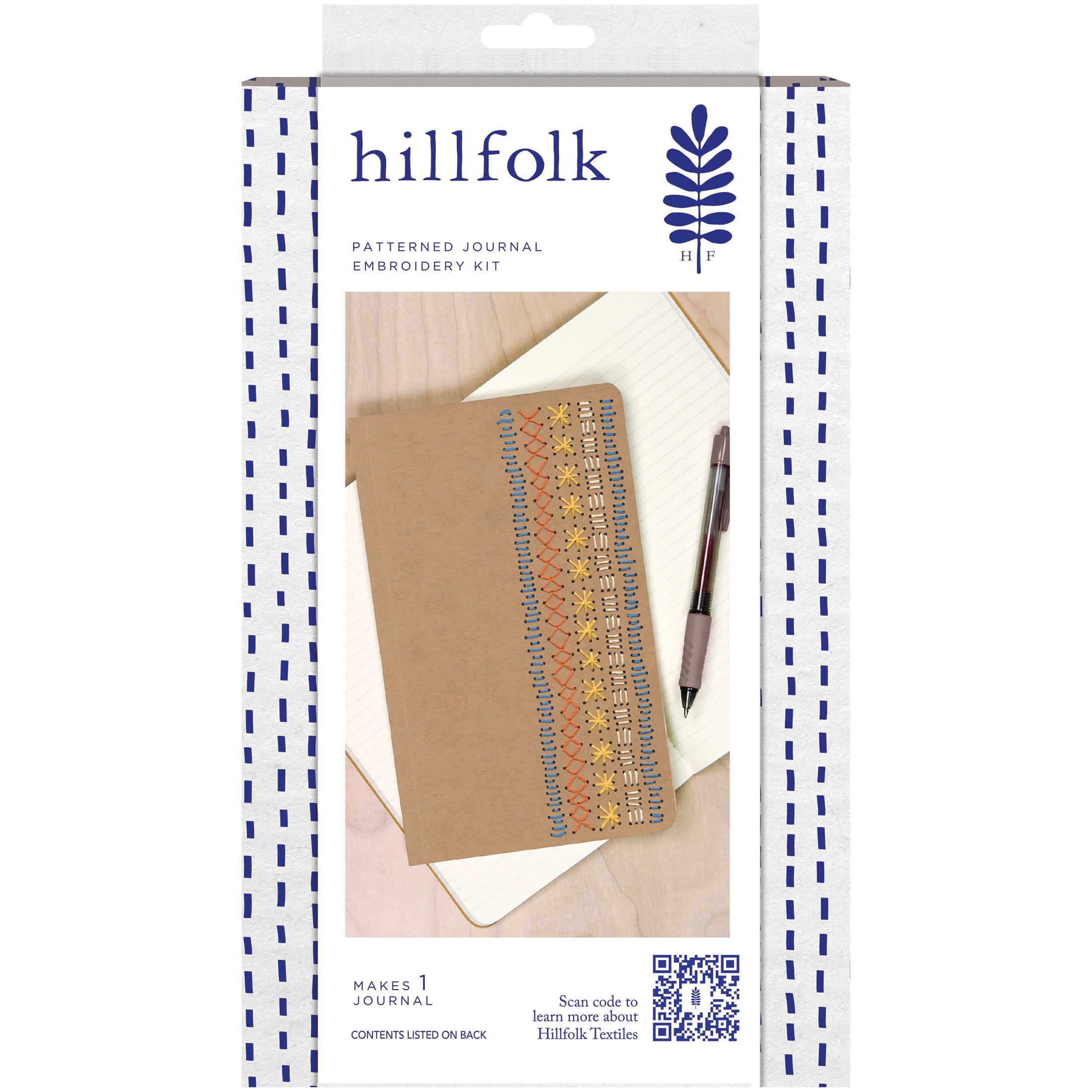 Hillfolk Embroidered Journal Kit- Includes Prepunched 5" X 8.25" Journal With Lined Pages, Embroidery Floss, Needle And Instructions. Makes One 5" X 8.25" Journal.