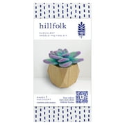 Hillfolk Needle Felted Succulent Kit- Includes Wool Roving, Needle, Foam Block, Wood Pot And Instructions. Purple, Makes One.