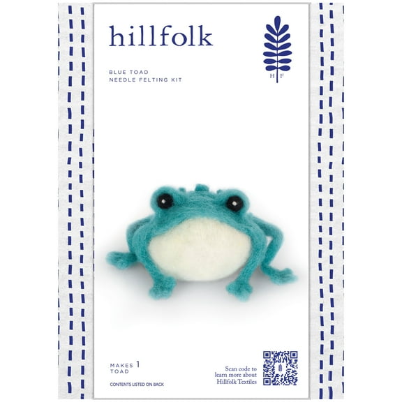 Hillfolk Needle Felted Toad Kit- Includes Wool Roving, Needle, Foam Block And Instructions. Makes One 4.5" X 2.5" Toad.