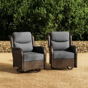Hillga Luxury Outdoor 2 Pieces Swivel Glider Chairs Patio Chairs With 6-inch Cushion for Backyard,Gray