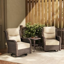 Hillga Outdoor Conversation Set with 2-piece Swivel Glider Chairs and Side Table,Beige