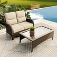 thumbnail image 1 of Hillga Wicker Patio Furniture Set,2 - Piece Loveseat with Cushions and Coffee Table for Backyard,Beige, 1 of 7