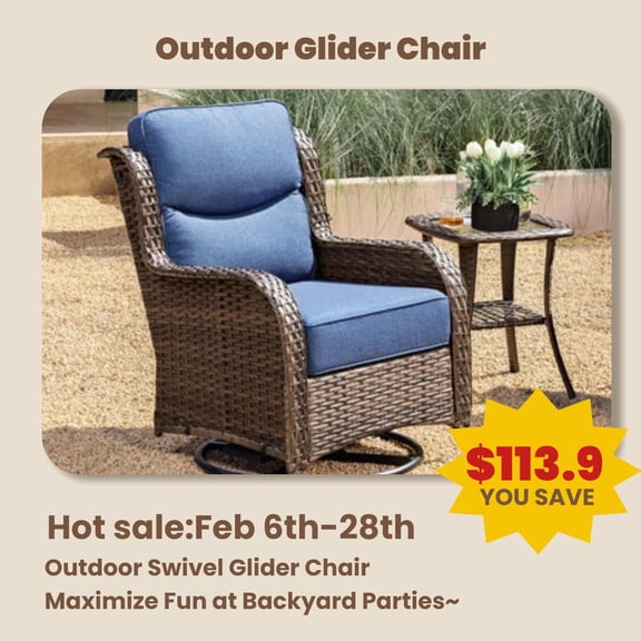 Hillga Outdoor Wicker Swivel Glider Chair,Blue