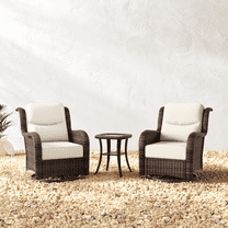 Hillga 3 - Piece Outdoor Conversation Set with 2-piece Swivel Glider Chairs and Side Table,White