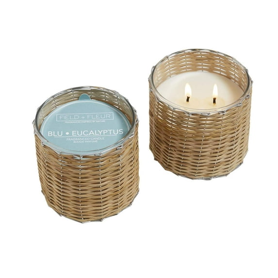 Hillhouse BEUGL2 Blu Eucalyptus 2 Wick Hand Woven Glass Candle 12 oz