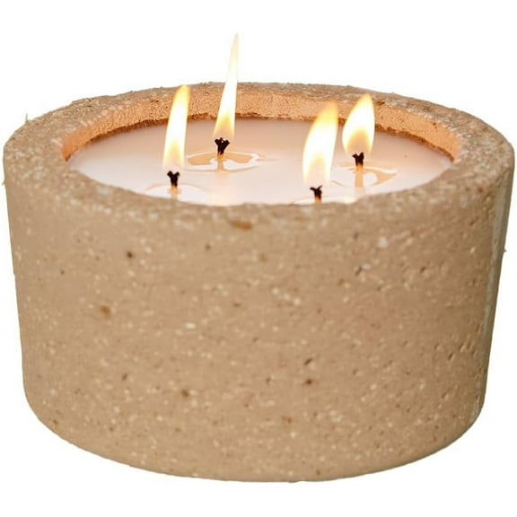 Hillhouse Naturals Outdoor Seaside Citronella Candle - Peppermint & Eucalyptus in Hypertufa Pot, 100+ Hours Burn Time. Made in The USA