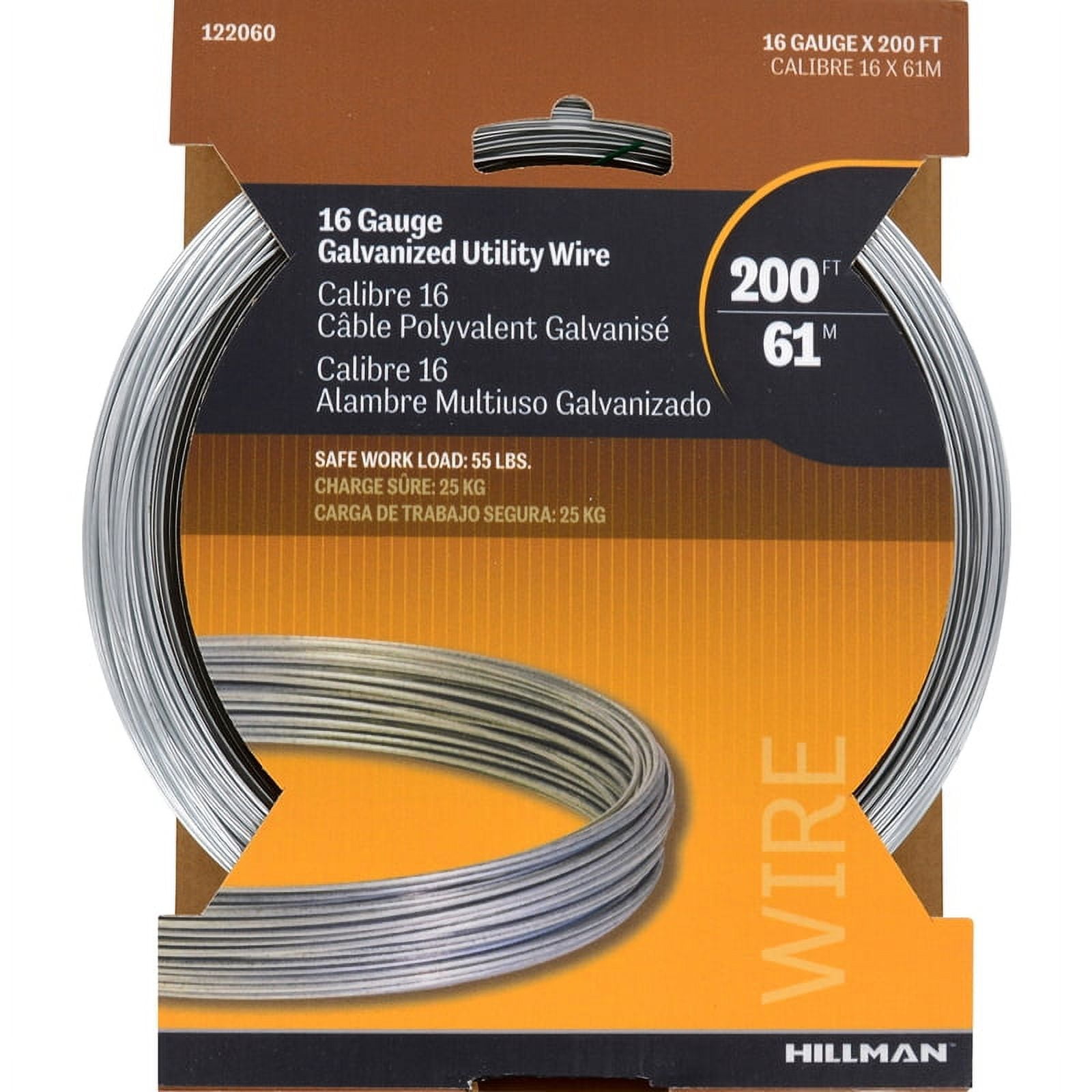Hillman 0.061 - 0.065 in. D X 200 ft. L Galvanized Steel 16 Ga. Wire Hillman 0.061 - 0.065 in. D X 200 ft. L Galvanized Steel 16 Ga. Wire