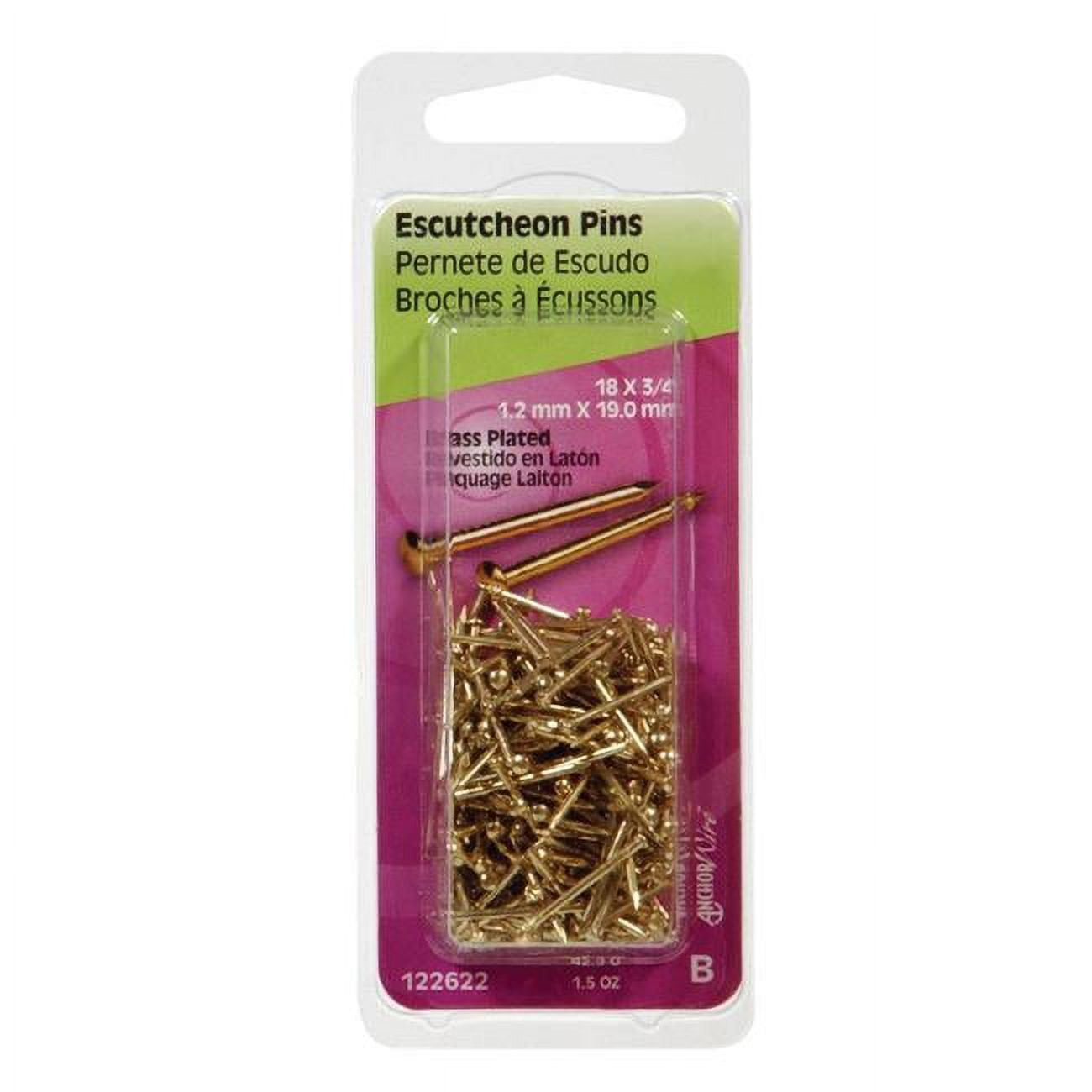 Hillman 18 Ga. X 3/4 in. L Brass-Plated Steel Escutcheon Pins 1 pk 1.5 oz Hillman 18 Ga. X 3/4 in. L Brass-Plated Steel Escutcheon Pins 1 pk 1.5 oz