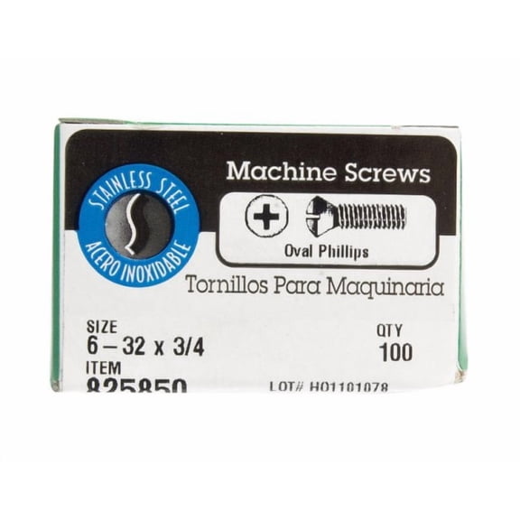 Hillman 0825850 6-32 x 0.75 in. Machine Screw  Oval Head  Phillips