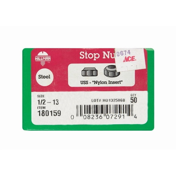 Hillman 1/2 in. Zinc-Plated Steel USS Nylon Lock Nut 50 pk