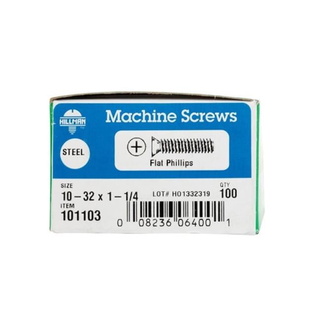 Hillman 101103 10-32 x 1.25 in. Zinc Plated Phillips Flat Plated Machine Screw
