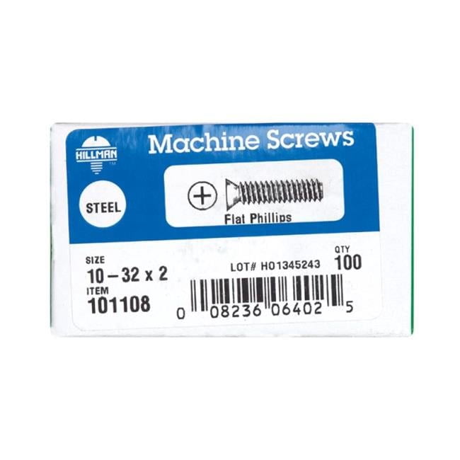 Hillman 101108 10-32 x 2 in. Flat Head Phillips Machine Screw