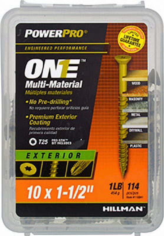 Power Pro One 5012066 No.10 x 1.5 in. 1 lbs Hillman Star Flat Head Bronze Steel Multi-Material Screw - Pack of 122