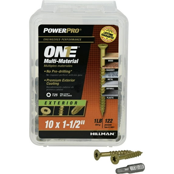 Power Pro One 5012066 No.10 x 1.5 in. 1 lbs Hillman Star Flat Head Bronze Steel Multi-Material Screw - Pack of 122