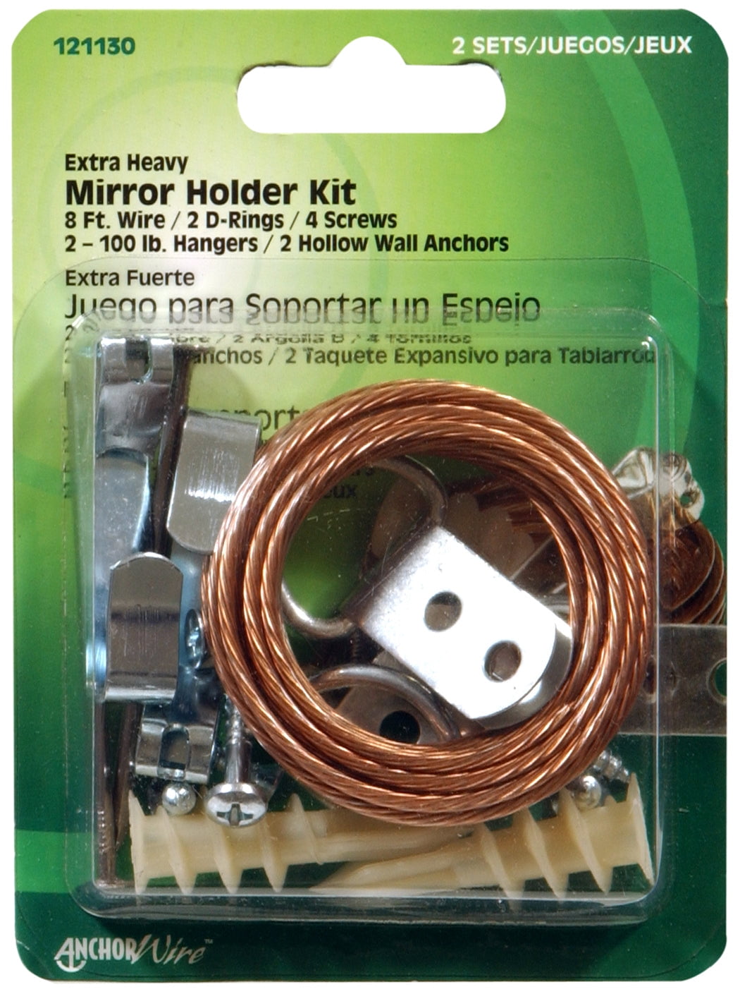 Hillman 121130 Exrta HeavyDuty Mirror Hanging Kit, Each