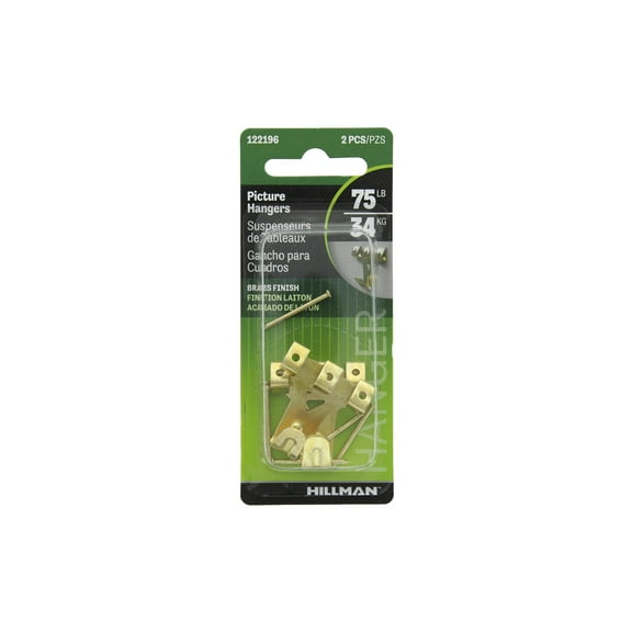 Hillman Pro Picture Hanger 75lb Brass 2pc