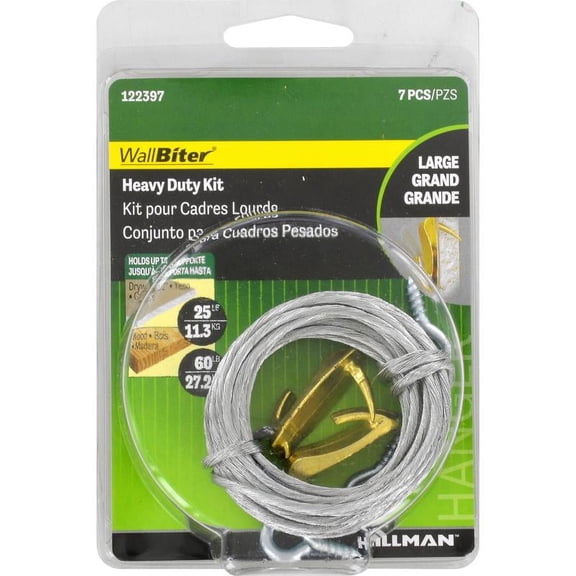 Hillman 122397 Picture Hook Kit WallBiter Brass-Plated Heavy Duty 60 lb Brass-Plated