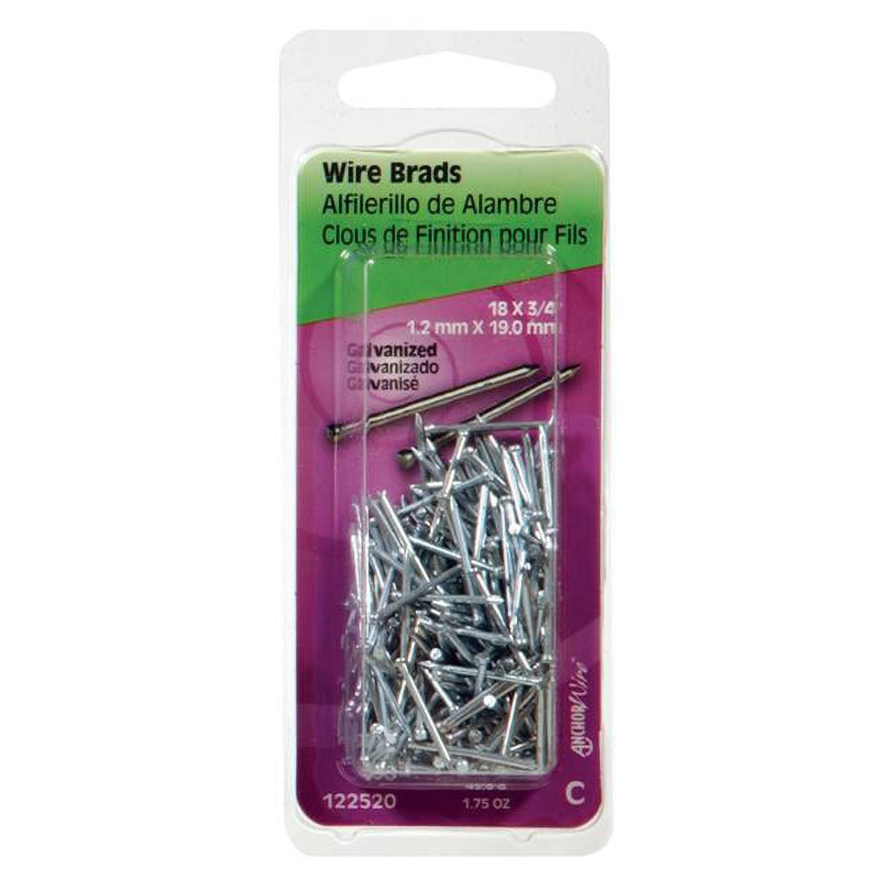 Hillman 122520 Wire Brad Nail, 3/4 in, Steel, Galvanized