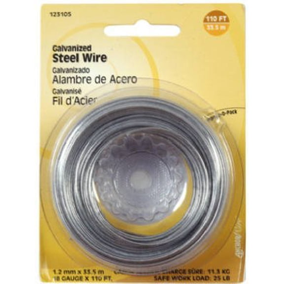 Hillman 123106 20-Gauge Galvanized Wire, Single Coil, 175-Ft. - Quantity 6