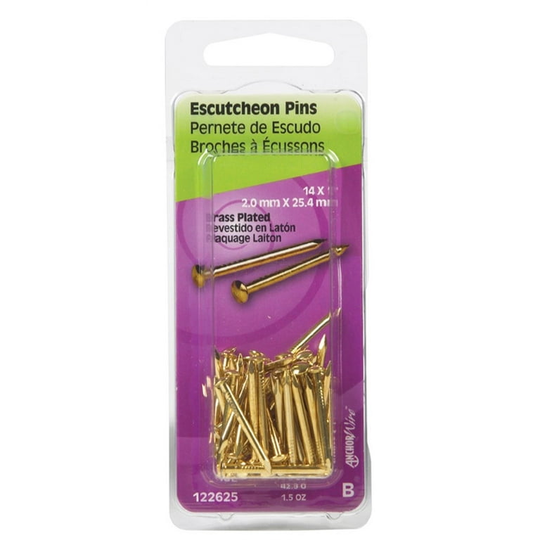 Hillman 14 Ga. X 1 in. L Brass-Plated Steel Escutcheon Pins 1 pk 1.5 oz Hillman 14 Ga. X 1 in. L Brass-Plated Steel Escutcheon Pins 1 pk 1.5 oz