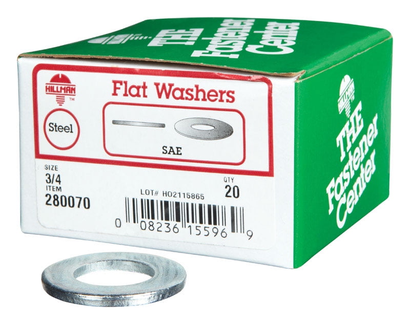 Hillman 3/4-Inch Flat Washers – 20-Pack, Steel, Narrow Pattern, Ideal For Load Distribution & Fastener Support