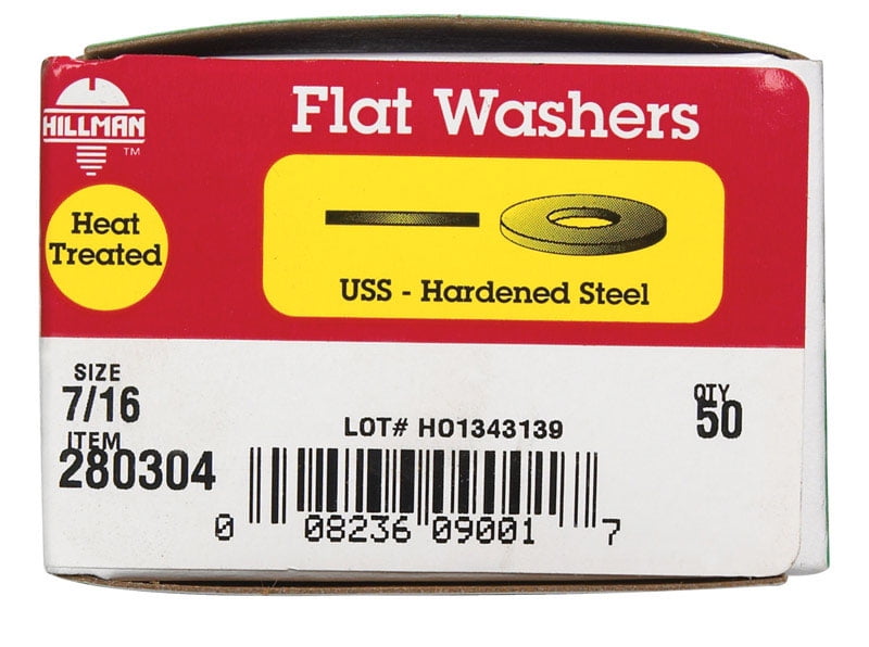 Hillman Yellow Dichromate Steel 7/16 in. USS Flat Washer 50 pk Hillman Yellow Dichromate Steel 7/16 in. USS Flat Washer 50 pk