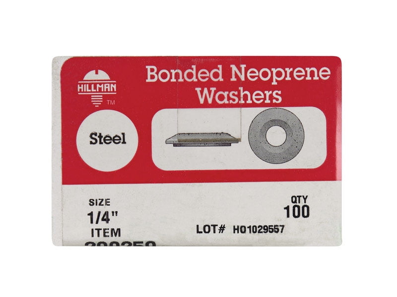 Hillman 290259 Bonded Neoprene Washer Zinc-Plated Steel 1/4" Zinc-Plated