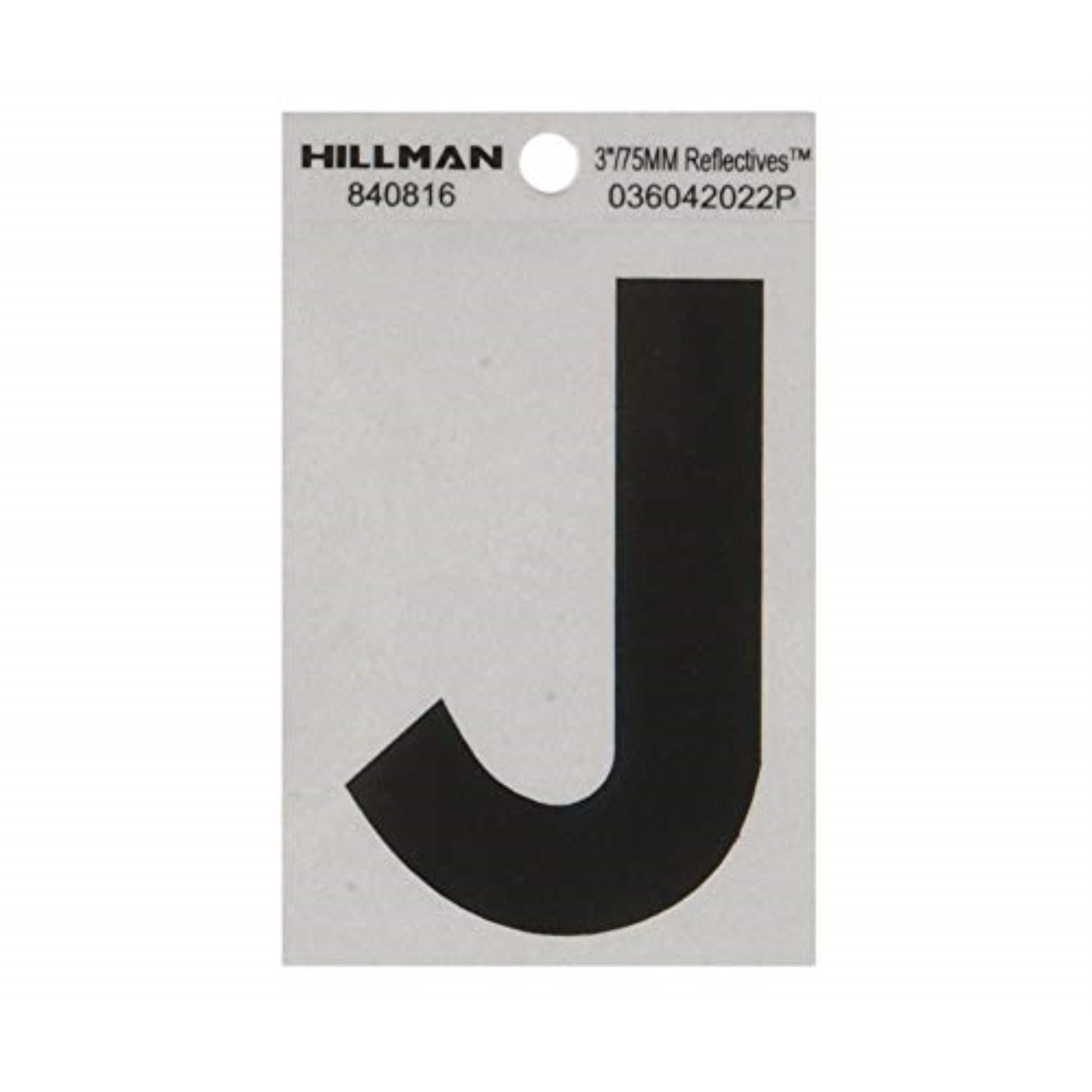 Hillman 3 in. Reflective Black Vinyl SelfAdhesive Letter J 1 pc